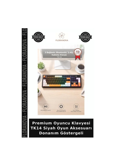 Premium Oyuncu Klavyesi Tk14 Siyah Oyun Aksesuarı Donanım Göstergeli