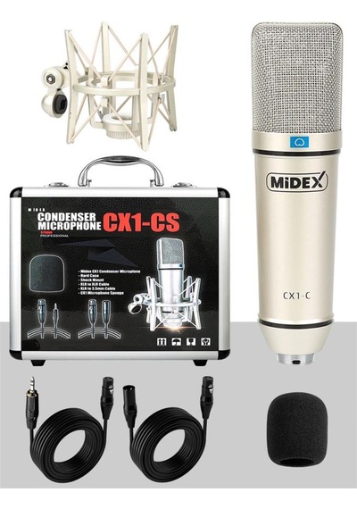 Midex Cx1-c Mikrofon Phantom Power Kulaklık Stand Shock Mount Filtre Paketi