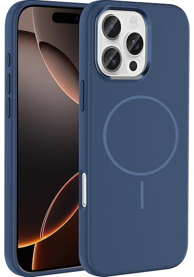 Apple Uyumlu iPhone 16 Pro Max Kılıf M-safe Şarj Özellikli Metal Kamera Çerçeveli Zore Edi Silikon Kapak Lacivert