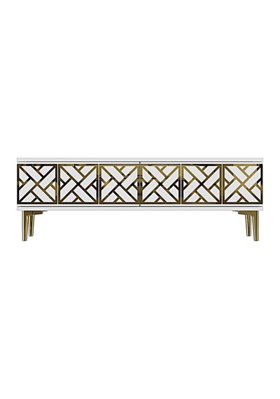Tsa1238bg - Arextv120 Tv Stand, Tv Sehpası Beyaz - Gold 120cm