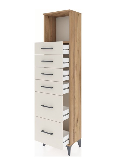 Arges Dolap Tek Raflı 6 Çekmeceli 44x30x182 Çam-aytaşı Atlas Çam