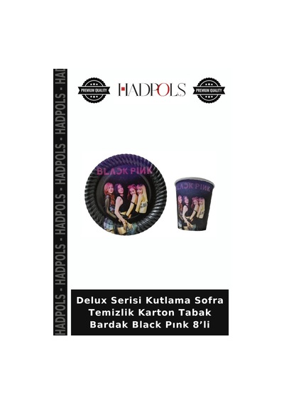 Delux Serisi Kutlama Sofra Temizlik Karton Tabak Bardak Black Pınk 8 Li Diğer
