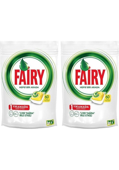 Fairy Hepsi Bir Arada Limon Kokulu Bulaşık Makinesi Deterjanı 2 x 60 Tablet Fairy Hepsi Bir Arada Limon Kokulu Bulaşık Makinesi Deterjanı 2 x 60 Tablet
