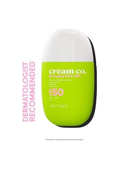 Cream Co. Spf50 Pink Güneş Koruyucu Krem, Ton Eşitleyici Leke Karşıtı, Aydınlatıcı, 40 Ml, Güneş Serumu