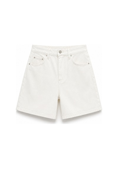 Açelyaokcu Premium Kaida Denim Midi Şort Beyaz