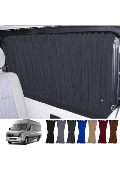 Pandami Volkswagen Crafter 1.nesil Uzun Şase 2006-2016 Uyumlu Füme Raylı Oto Perde Takımı