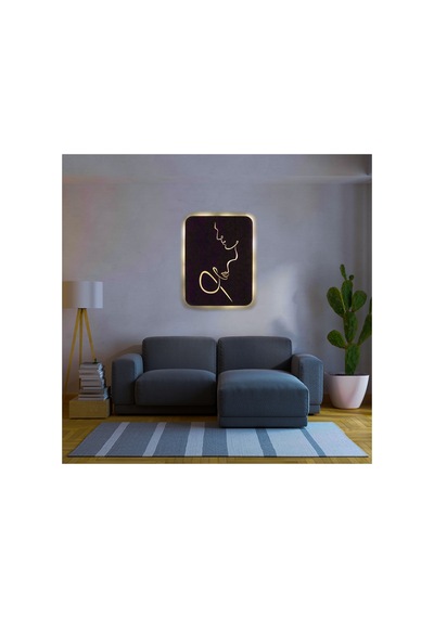 Led Işıklı Kişiselleştirilebilir Çift Temalı Tablo Vivian Dekoratif Gece Lambası Sarı - 737244829 Sarı