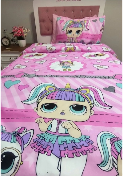 Lionas Tek Kişilik Lol Bebek Nevresim Takımı Çarşafı Lastikli Pembe