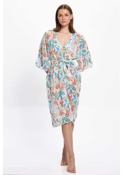 Toosalty Kadın Çok Renkli Geometrik Uzun Kimono 25pl15st Çok Renkli