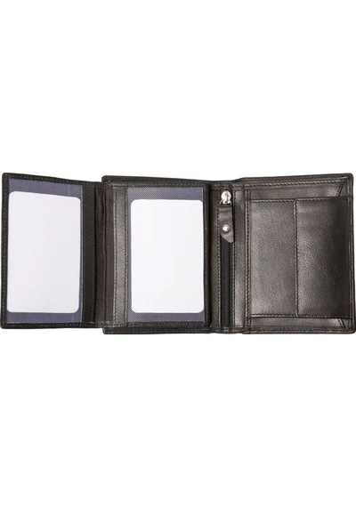 Aclassics Erkek Deri Cüzdan 9.5 Cm, Ince Tasarım, 7 Kart Yuvası, Fermuarlı Bölme Siyah