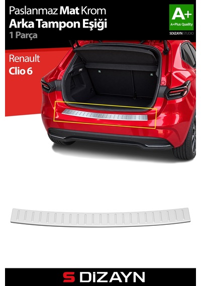 S-dizayn Renault Clio 6 Krom Arka Tampon Eşiği Mat Krom 2025 Üzeri A+ Kalite