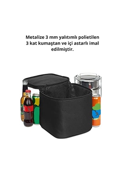 Termal Çanta Soğuk Ve Sıcak Tutucu Termal Termos Kamp Çanta Soğuk İçecek Çantası Kamp Termos Çanta 8 Litre Siyah Açık Bej