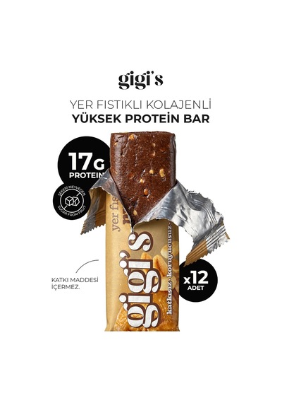 12'li Yer Fıstıklı Kolajenli Yüksek Proteinli Bar