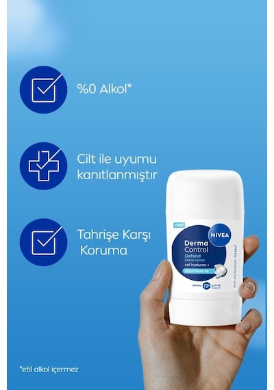 Kadın Stick Deodorant Derma Control Defend 50 Ml,72 Saat Koruma,alkolsüz,hyaluron,pro Vitamin