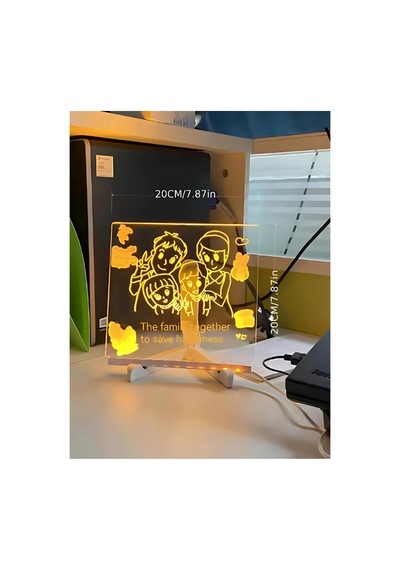 Işıklı Yazı Panosu 7 Renk Kalem Hediyeli 20x20 Cm Çok Renkli