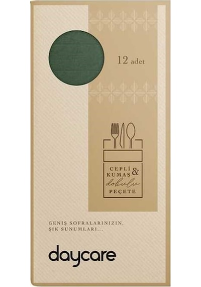 Kumaş Dokulu Premium Peçete: Sofralarınızda Kumaş Şıklığı, Kağıt Pratikliği 12'li Yeşil