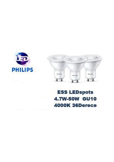 Philips 4.7W 2700K Led Çanak Spot Gu 10 Duy Par 16 10 Adet-4.7W 4000K