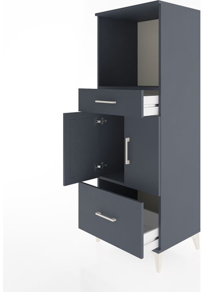 Hyperion Dolap 2 Raflı 2 Çekmeceli 2 Kapaklı 60x44x163 Antrasit-antrasit Antrasit