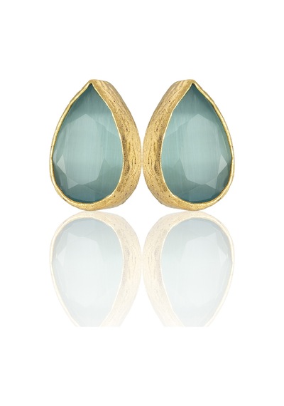 Kadir Jewellery 22 Ayar Altın Kaplama Kadın Minimal Küpe -el İşçiliği Ve Hipoalerjenik Küpe Açık Mavi 76319957