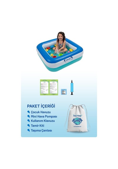 Heykida Swim Safe Kare Yüzme Havuzu 86x86x25cm Mavi