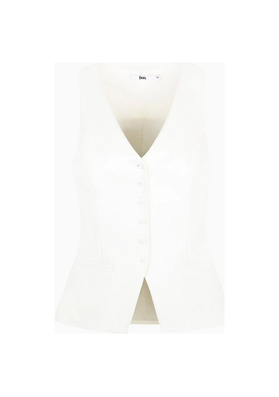 Because Of Alice Tailored V - Neck Hourglass Waistcoat V Yaka Kadın Yelek Beyaz