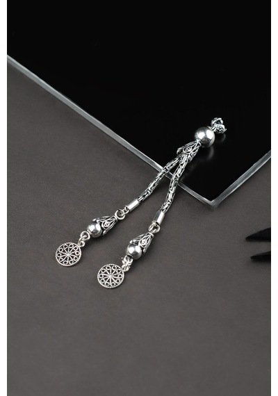 Encili Silver 925 Ayar Gümüş Çift Sallantılı Kral Zincir Tesbih Püskülü Gümüş