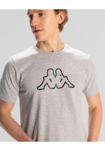 Kappa Logo Aura Erkek Gri Regular Fit Tişört Siyah