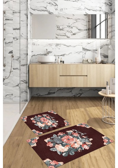 Buççin Online Mağaza Dijital Baskılı Yıkanabilir Kaymaz Taban Çiçek Detaylı Banyo Paspası Klozet Takımı Polyester Bordo Çok Renkli Buççin Online Mağaza Dijital Baskılı Yıkanabilir Kaymaz Taban Çiçek Detaylı Banyo Paspası Klozet Takımı Polyester Bordo Çok Renkli