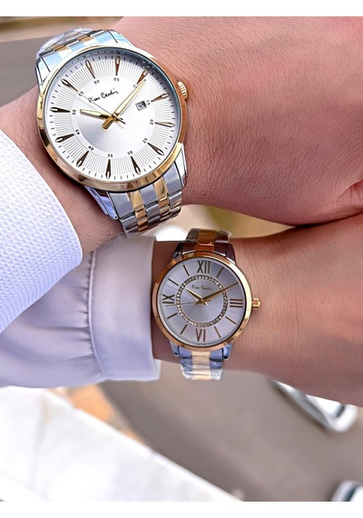 Pierre Cardin Bay Ve Bayan Çiftlere Özel Çelik Kordon Çift Kol Saati 30 Mt Su Gecirmez Cf.pr80002.m2 Gümüş - Sarı