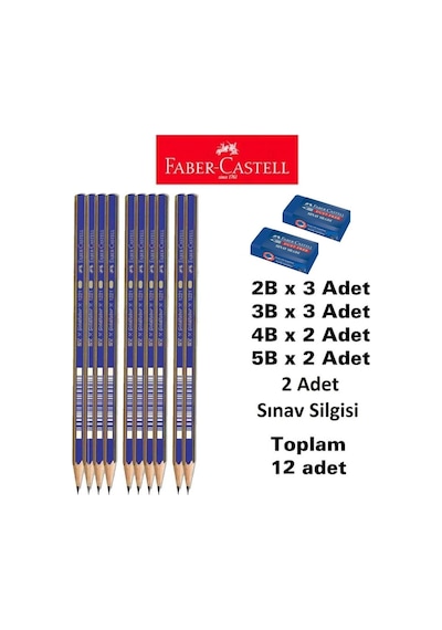 Dereceli Kalem Seti 10 Adet Faber Sınav Silgisi 2 Adet 2b 3 Adet 3b 3 Adet 4b 2 Adet 5b 2adet No Color