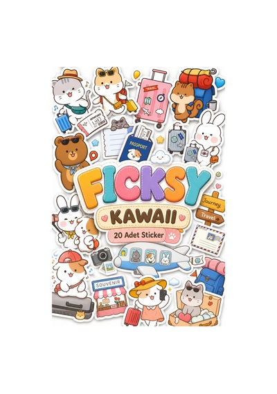 Kawaii Stili Sevimli Hayvanlar Seyahat Temalı Sticker Seti - 20 Adet Etiket Çıkartma Diğer