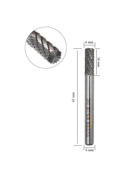 Tutex Sb-1m 6 Mm Silindirik Karbür Sert Metal Freze Ucu