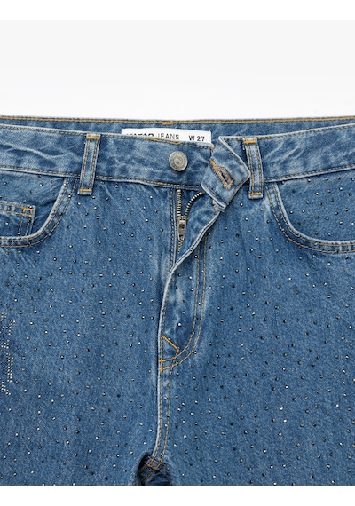 Koton Normal Bel Düz Paça Düğmeli Çiçekli Taşlı Jean Pantolon - Straight Jeans Koyu İndigo 6wal40189md Dark Indigo Koton Normal Bel Düz Paça Düğmeli Çiçekli Taşlı Jean Pantolon - Straight Jeans Koyu İndigo 6wal40189md Dark Indigo