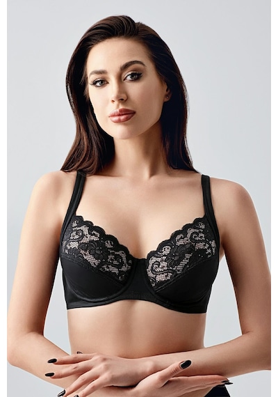 New Bra Kadın D Kap Dantelli Toparlayıcı Sütyen Siyah 6000 Siyah