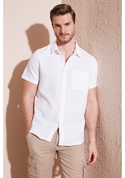Buratti Pamuklu Regular Fit Kısa Kollu Erkek Gömlek Cf24S128230 Beyaz