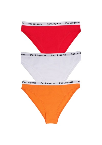 Parlingerie Kadın 3lü Slip Külot Kırmızı-beyaz-turuncu Kırmızı - Beyaz - Turuncu