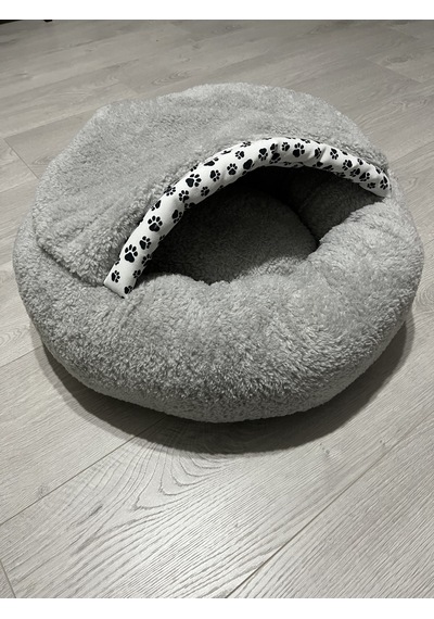 Coddry Pet Simit Mağara Yatak Kedi Küçük Irk Köpek Yatağı Gri