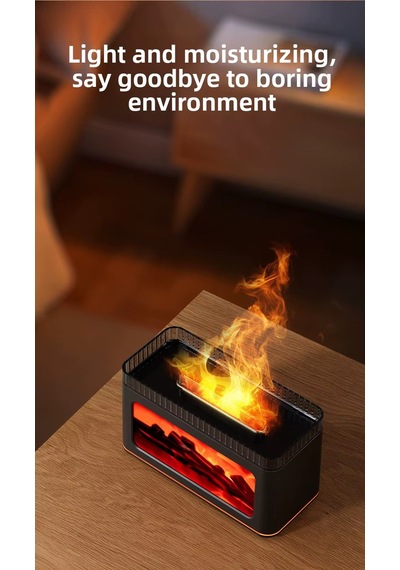 Jopus Şömine Görünümlü Alev Efektli Hava Nemlendirici 3d Alev Aroma Difüzörü Aroma Terapi Makinesi - C06