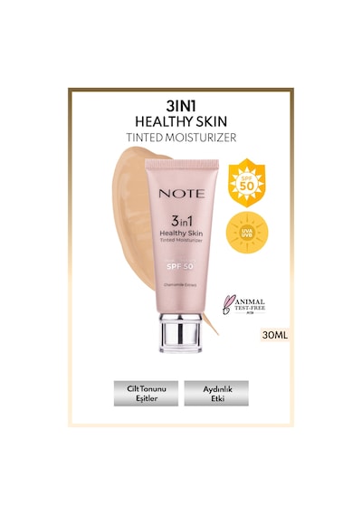 Note Cosmetique 3 in 1 Healthy Skin Tinted Moisturizer 50 SPF Ton Eşitleyici Aydınlatıcı Krem - 10 Medium