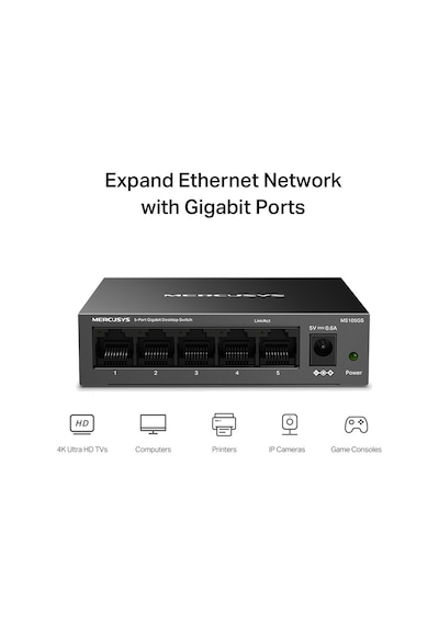 Mercusys Ms105gs 5-port 10/100/1000 Mbps Masaüstü Switch