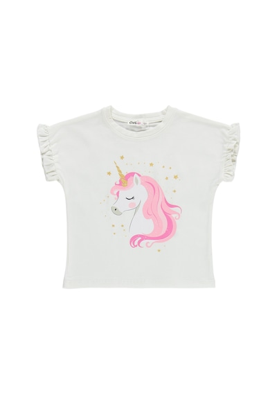 Civil Girls Unicorn Baskılı 2-5 Yaş Takım - Ekru