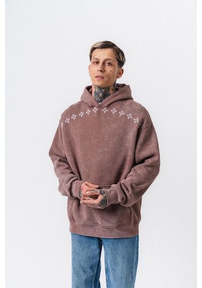 Respire Erkek Muse Baskılı Yıkamalı Kapüşonlu Oversize Hoodie Kakao Kahverengi