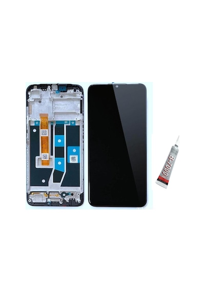 Oppo A16 Ekran Dokunmatik Çıtalı Siyah B7000 Yapıştırıcı