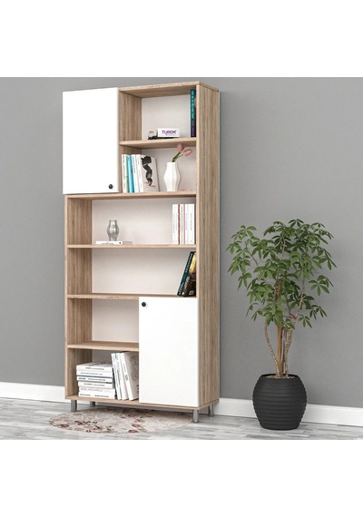 Cevher Dolaplı Kitaplık Mdf Beyaz Cevher Dolaplı Kitaplık Mdf Beyaz
