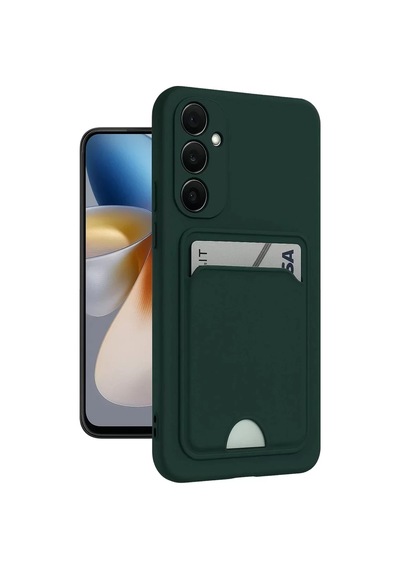 Newface Samsung Galaxy A55 5g Kılıf Kelvin Kartvizitli Silikon - Koyu Yeşil