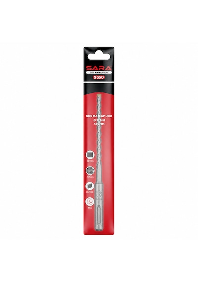Sara S-550 Sds Plus Matkap Ucu 12 X 160 Mm, 2 Kesicili, Tungsten Karbür Uçlu