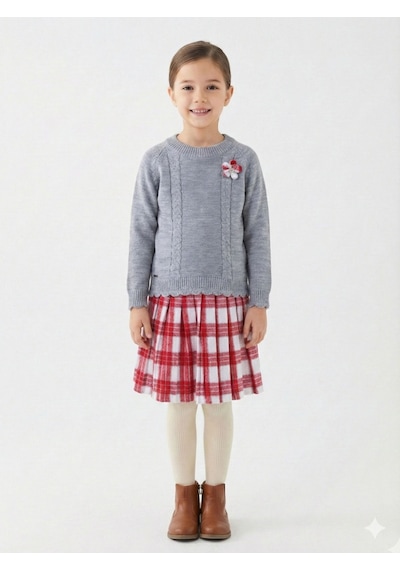 Xo Kids Kız Çocuk Elbise 8-12 Yaş 4062 Gri