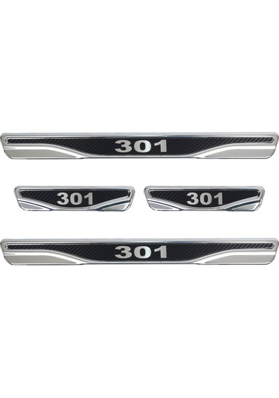 Peugeot 301 Uyumlu Kapı Eşiği Karbon Krom 4 Parça