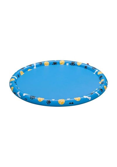 Bestway Evcil Hayvanlar İçin Pati Su Matı, Çap 147 Cm, Kaymaz Yüzey, Su Fıskiyesi, Bahçe Hortumu Bağlantısı, Dayanıklı Pvc, Onarım Yamaları Dahil