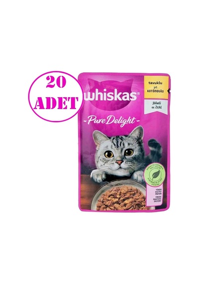 Whiskas Pouch Pure Delight Tavuklu Yetişkin Kedi Maması 20 x 85 G